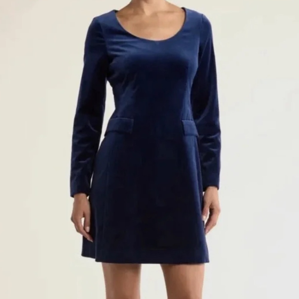 Theory Blue Velour Velvet Shift Dress Size 0 - Picture 1 of 5